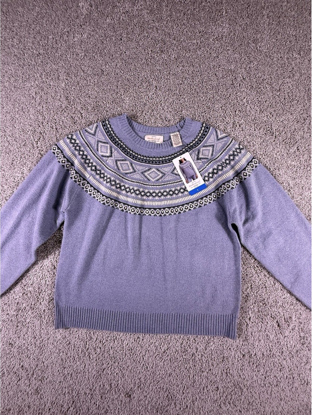 NWT Weatherproof Women’s Blue Sweater Size Large Geometric Pattern